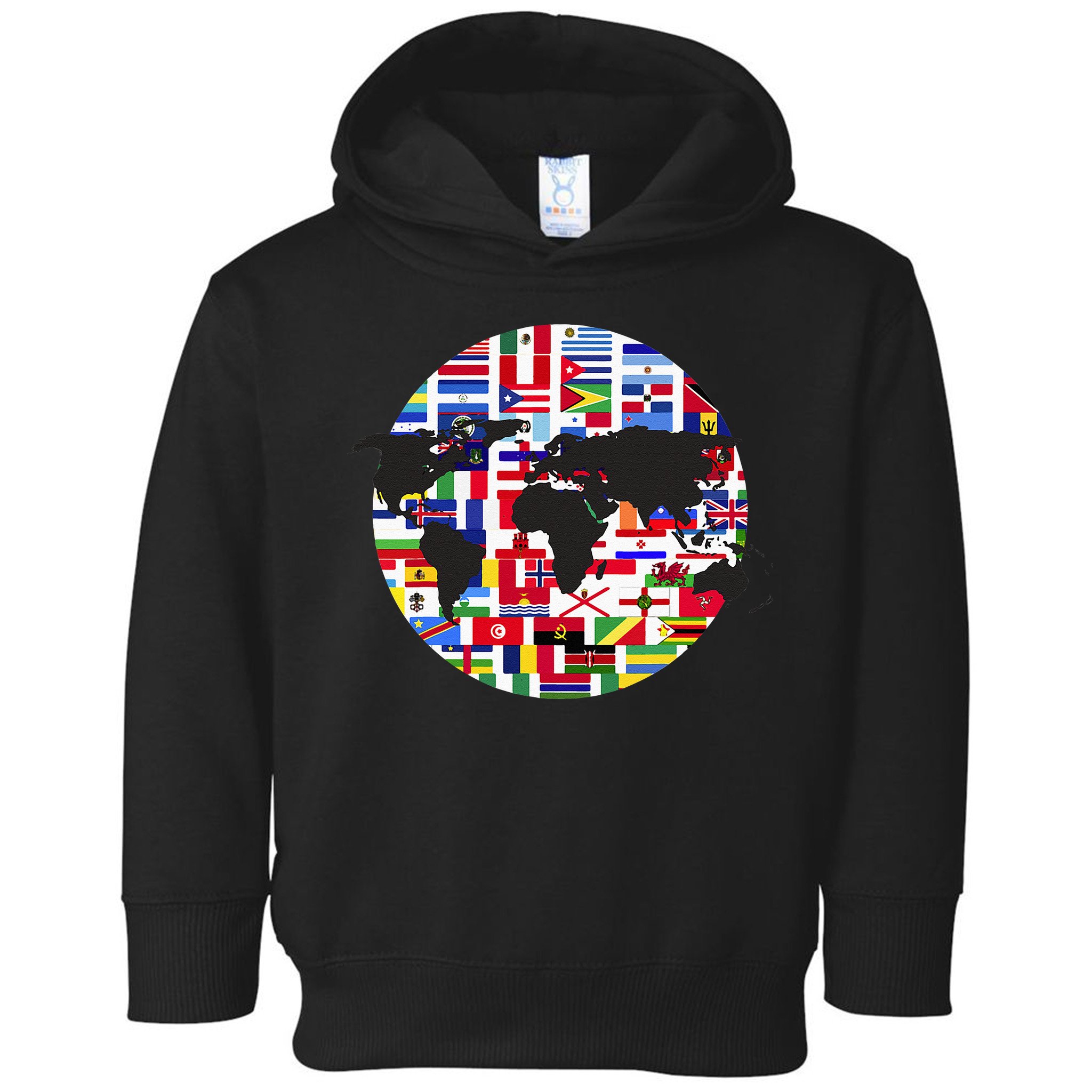 World Map International Country Flags Traveling World Flags Toddler Hoodie