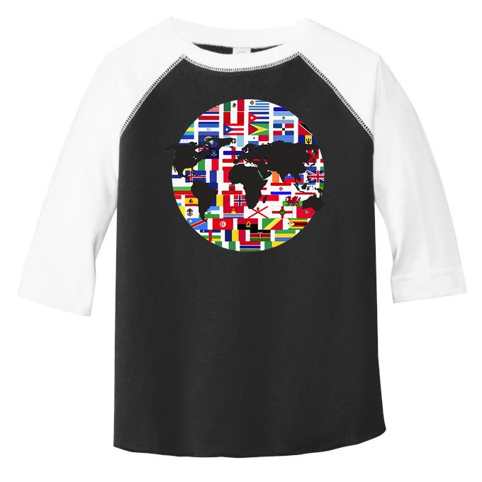 World Map International Country Flags Traveling World Flags Toddler Fine Jersey T-Shirt