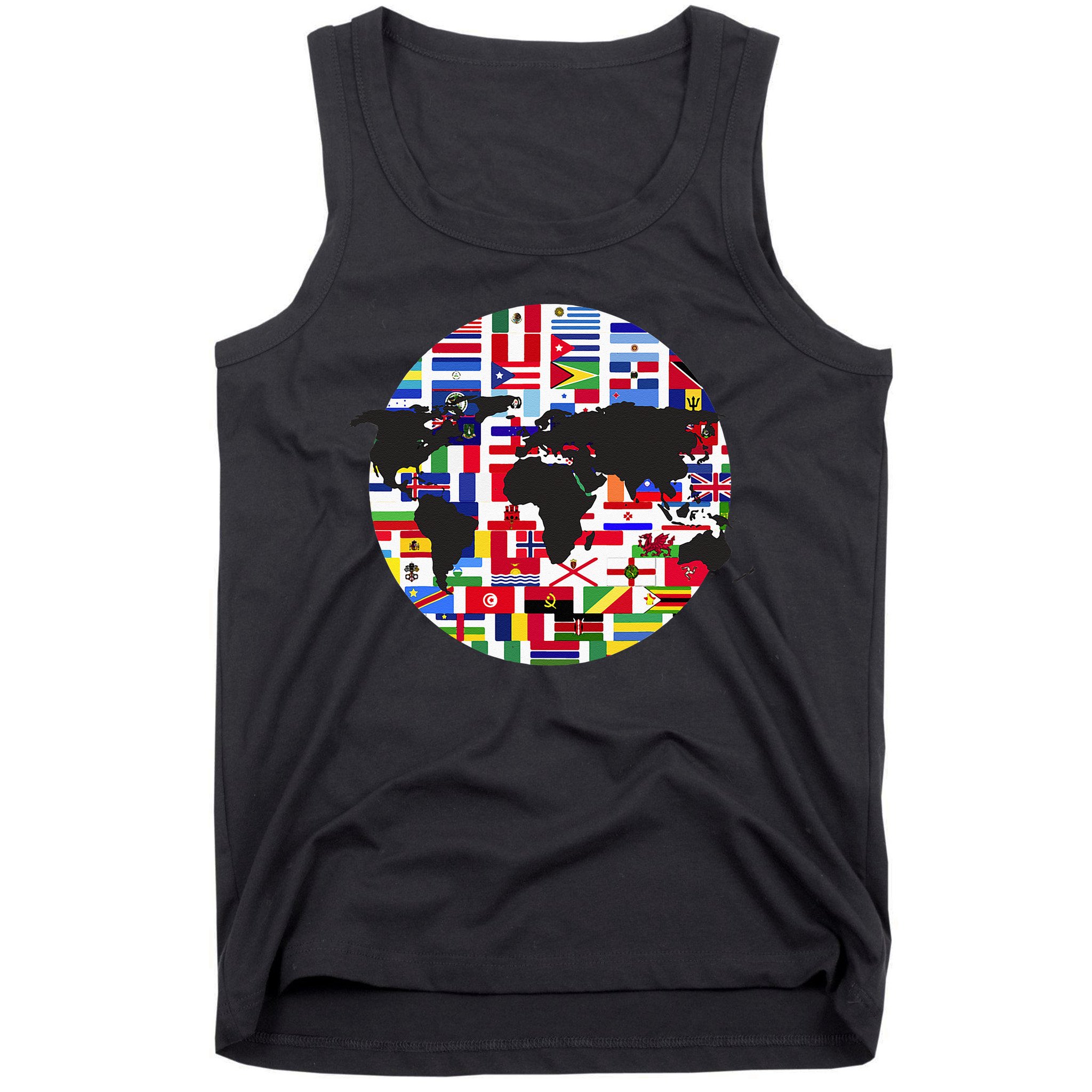 World Map International Country Flags Traveling World Flags Tank Top