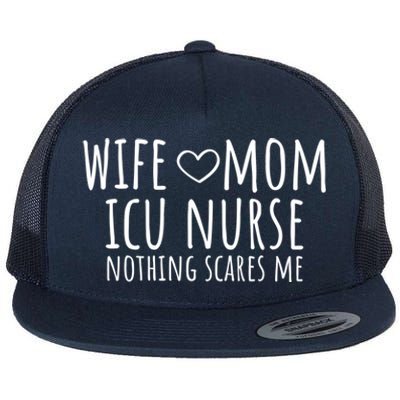 Wife Mom Icu Nurse Gift Flat Bill Trucker Hat