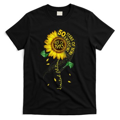 Womens Made In 1973 Sunflower 50th Birthday Gift T-Shirt