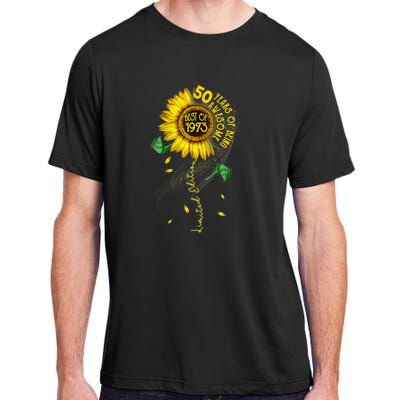 Womens Made In 1973 Sunflower 50th Birthday Gift Adult ChromaSoft Performance T-Shirt