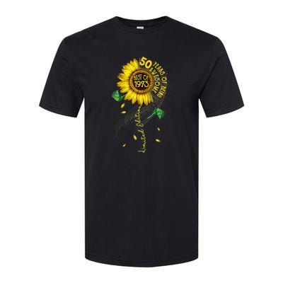 Womens Made In 1973 Sunflower 50th Birthday Gift Softstyle CVC T-Shirt