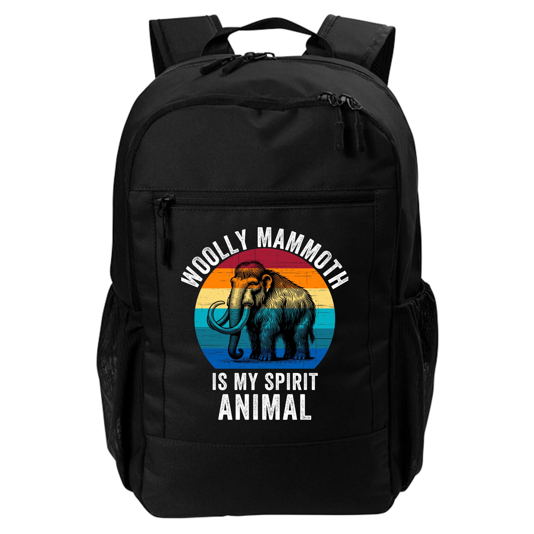 Woolly Mammoth Is My Spirt Animal Vintage Retro Sunset Backpack