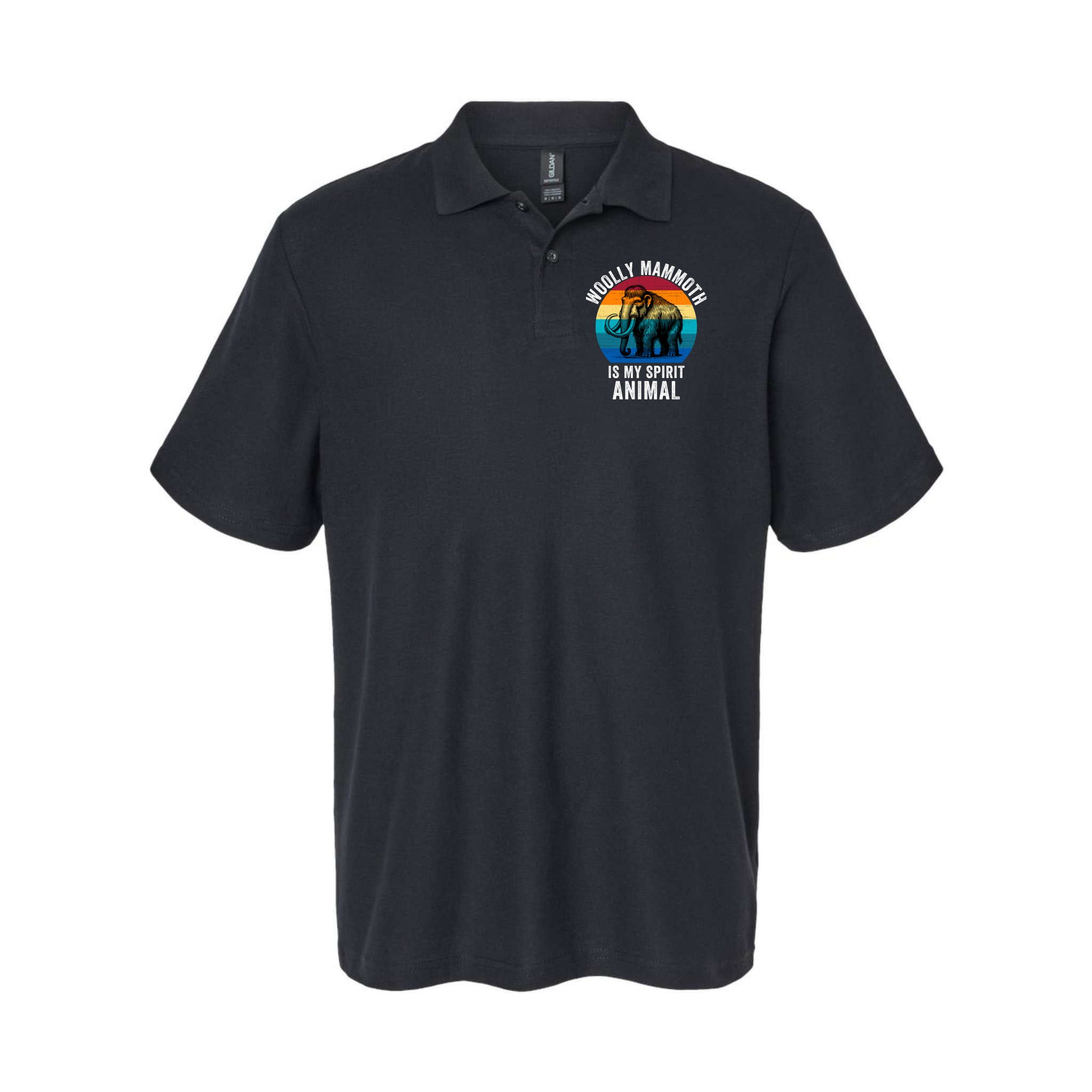 Woolly Mammoth Is My Spirt Animal Vintage Retro Sunset Polo