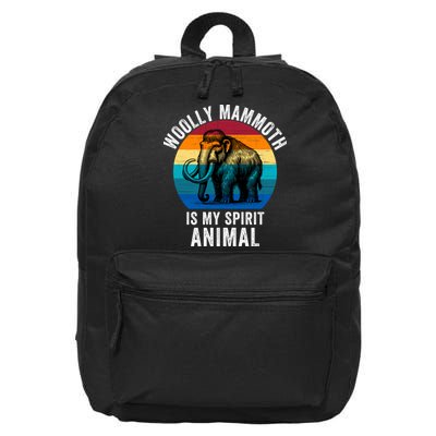Woolly Mammoth Is My Spirt Animal Vintage Retro Sunset 16 in Basic Backpack