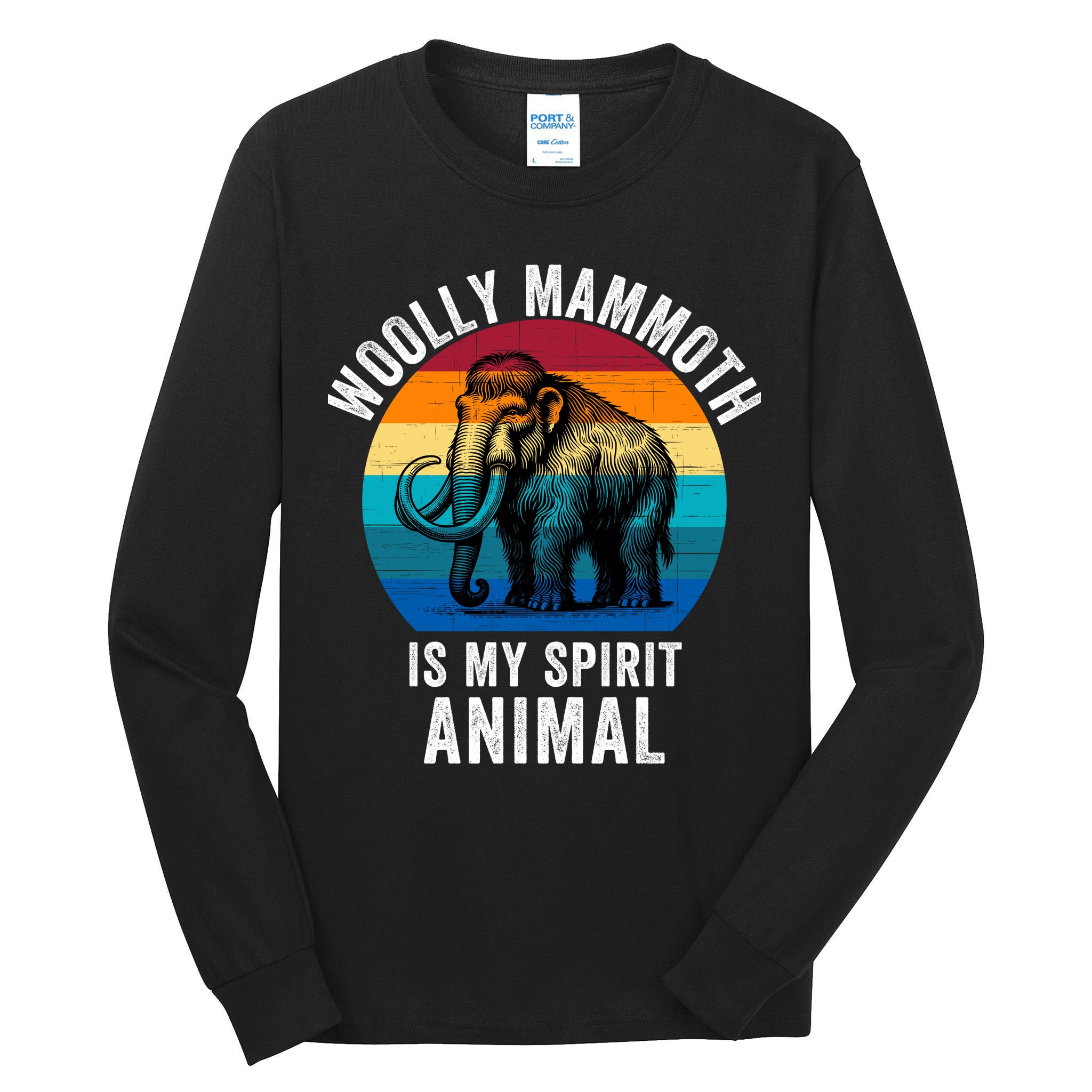 Woolly Mammoth Is My Spirt Animal Vintage Retro Sunset Tall Long Sleeve T-Shirt