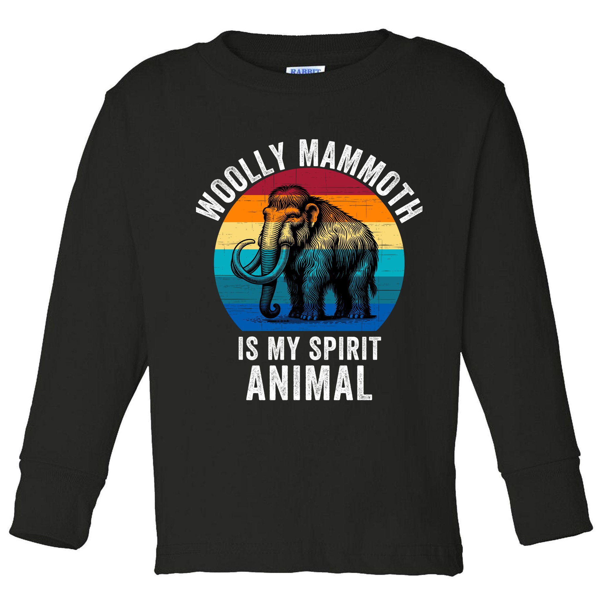 Woolly Mammoth Is My Spirt Animal Vintage Retro Sunset Toddler Long Sleeve Shirt