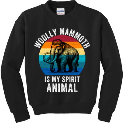 Woolly Mammoth Is My Spirt Animal Vintage Retro Sunset Kids Sweatshirt