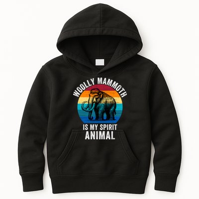 Woolly Mammoth Is My Spirt Animal Vintage Retro Sunset Kids Hoodie