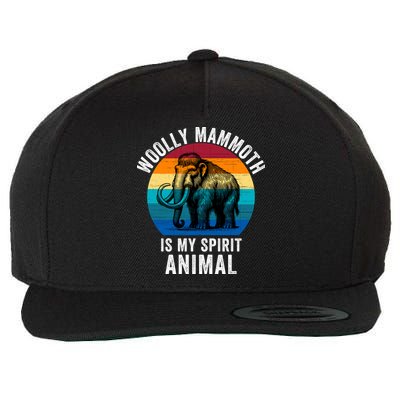 Woolly Mammoth Is My Spirt Animal Vintage Retro Sunset Wool Snapback Cap