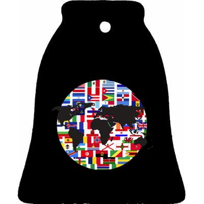 World Map International Country Flags Traveling World Flags Ceramic Bell Ornament