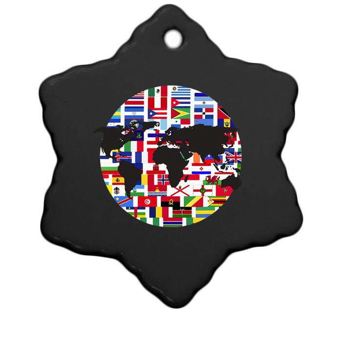 World Map International Country Flags Traveling World Flags Ceramic Star Ornament