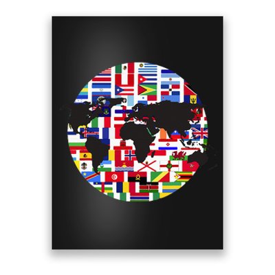 World Map International Country Flags Traveling World Flags Poster