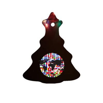 World Map International Country Flags Traveling World Flags Ceramic Tree Ornament