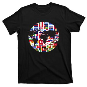 World Map International Country Flags Traveling World Flags T-Shirt