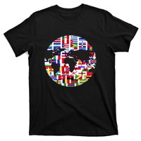 World Map International Country Flags Traveling World Flags T-Shirt