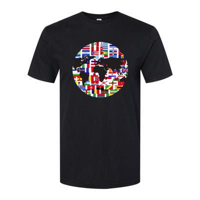 World Map International Country Flags Traveling World Flags Softstyle® CVC T-Shirt