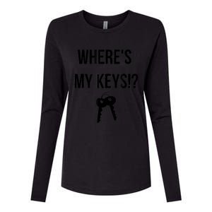 Where's My Keys Lost Misplaced Keys Funny Womens Cotton Relaxed Long Sleeve T-Shirt