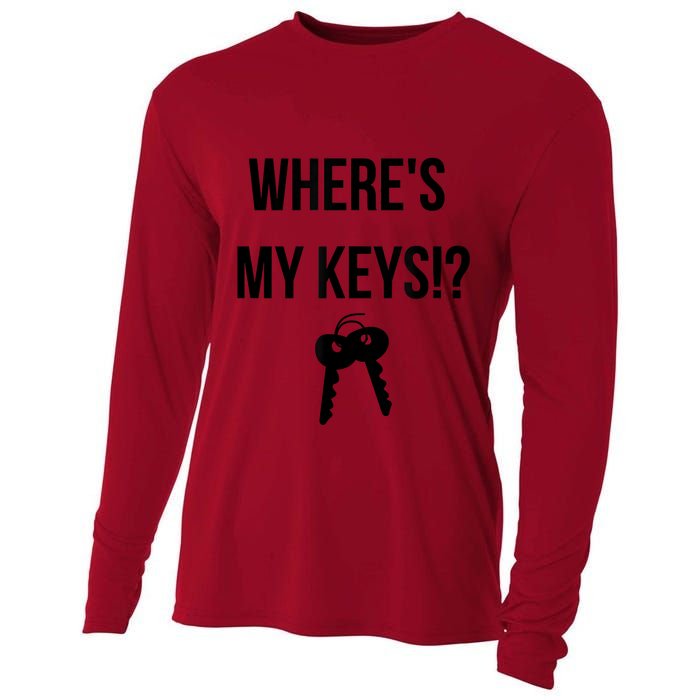 Where's My Keys Lost Misplaced Keys Funny Cooling Performance Long Sleeve Crew