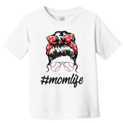 Womens Mom Life Softball Baseball Mothers Day Messy Bun Toddler T-Shirt