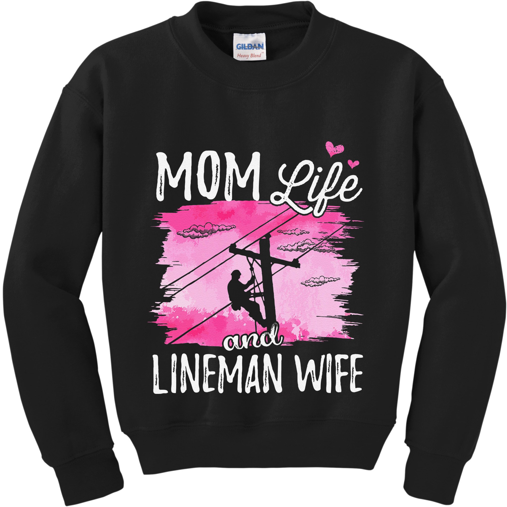 Women Mom Life And Lineman Wife Husband Electric Cable Kids Sweatshirt