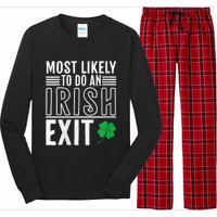 Wo Most Likely To Do An Irish Exit Funny St Patrick Long Sleeve Pajama Set