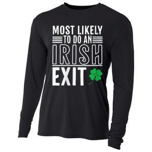 Wo Most Likely To Do An Irish Exit Funny St Patrick Cooling Performance Long Sleeve Crew