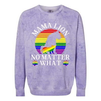 Women Mama Lion No Matter What Lgbt Pride Support Rainbow Colorblast Crewneck Sweatshirt