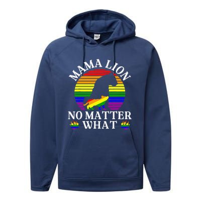 Women Mama Lion No Matter What Lgbt Pride Support Rainbow Performance Fleece Hoodie