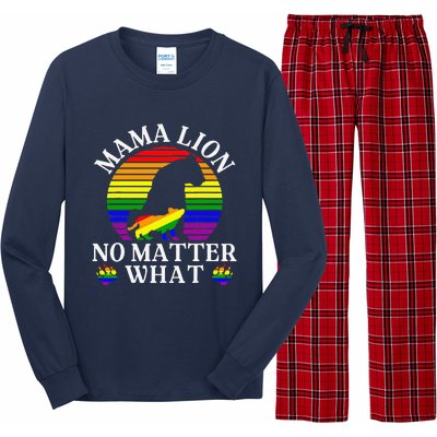 Women Mama Lion No Matter What Lgbt Pride Support Rainbow Long Sleeve Pajama Set