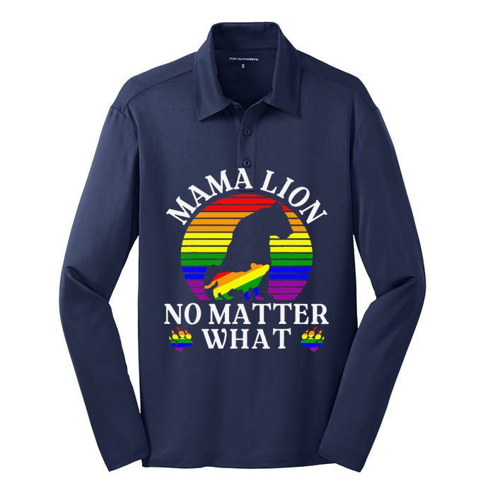 Women Mama Lion No Matter What Lgbt Pride Support Rainbow Silk Touch Performance Long Sleeve Polo