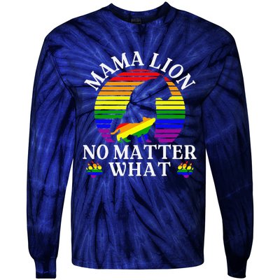 Women Mama Lion No Matter What Lgbt Pride Support Rainbow Tie-Dye Long Sleeve Shirt