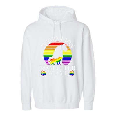 Women Mama Lion No Matter What Lgbt Pride Support Rainbow Garment-Dyed Fleece Hoodie