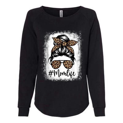 Women Mom Life Bleached Shirt Mom Life Leopard Messy Bun Womens California Wash Sweatshirt