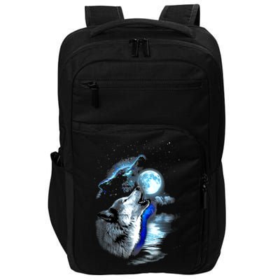 Wolf Moon Lake Wolf Howling Full Moon Wolf Graphics Design Impact Tech Backpack