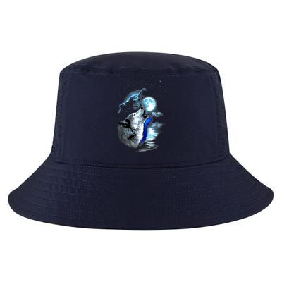 Wolf Moon Lake Wolf Howling Full Moon Wolf Graphics Design Cool Comfort Performance Bucket Hat