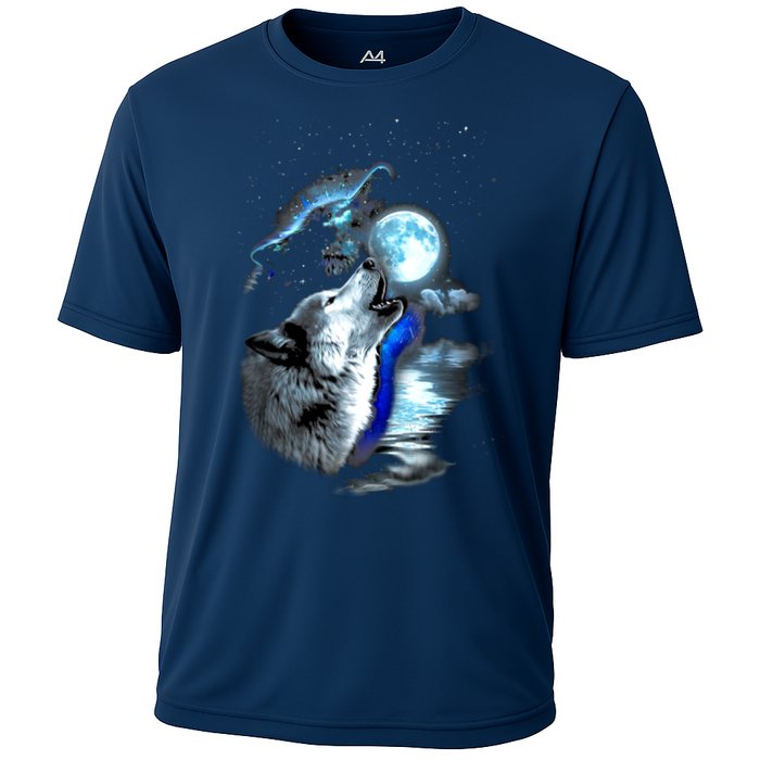 Wolf Moon Lake Wolf Howling Full Moon Wolf Graphics Design Cooling Performance Crew T-Shirt
