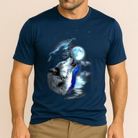 Wolf Moon Lake Wolf Howling Full Moon Wolf Graphics Design Cooling Performance Crew T-Shirt