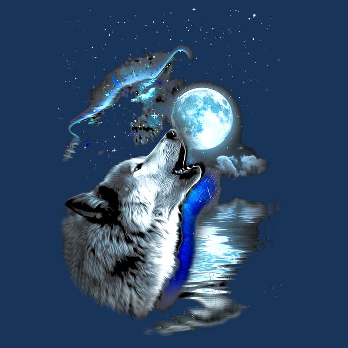 Wolf Moon Lake Wolf Howling Full Moon Wolf Graphics Design Cooling Performance Crew T-Shirt