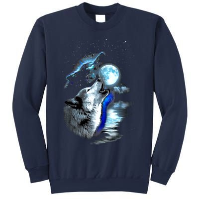 Wolf Moon Lake Wolf Howling Full Moon Wolf Graphics Design Sweatshirt