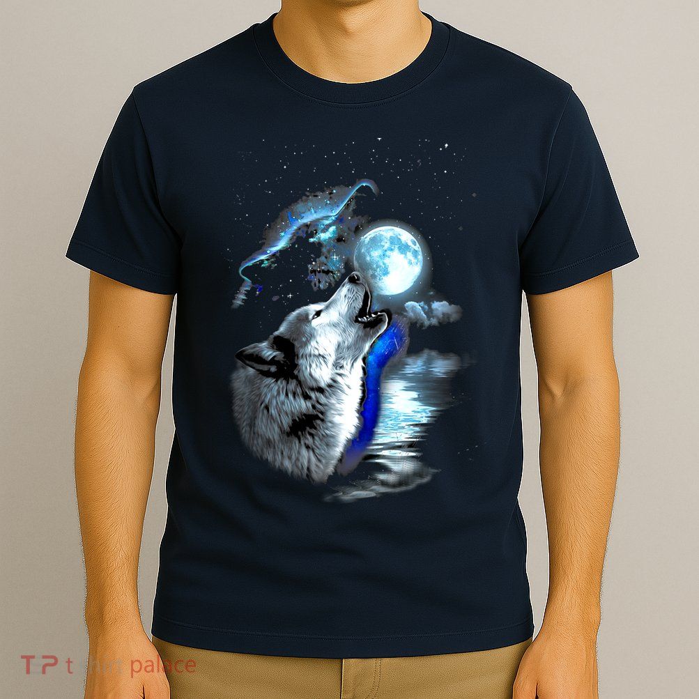 Wolf Moon Lake Wolf Howling Full Moon Wolf Graphics Design T-Shirt