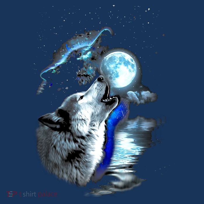 Wolf Moon Lake Wolf Howling Full Moon Wolf Graphics Design Tall T-Shirt