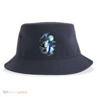 Wolf Moon Lake Wolf Howling Full Moon Wolf Graphics Design Sustainable Bucket Hat