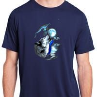 Wolf Moon Lake Wolf Howling Full Moon Wolf Graphics Design Adult ChromaSoft Performance T-Shirt