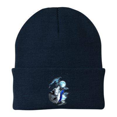 Wolf Moon Lake Wolf Howling Full Moon Wolf Graphics Design Beanie
