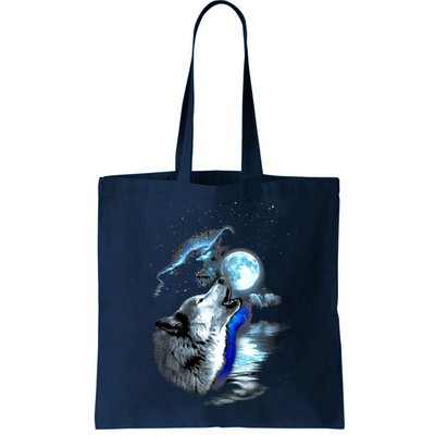 Wolf Moon Lake Wolf Howling Full Moon Wolf Graphics Design Bag