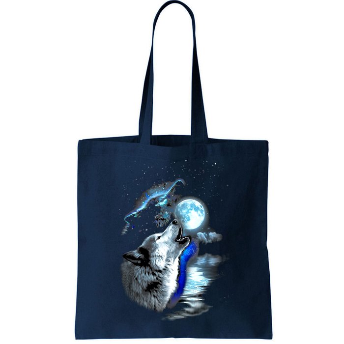 Wolf Moon Lake Wolf Howling Full Moon Wolf Graphics Design Bag