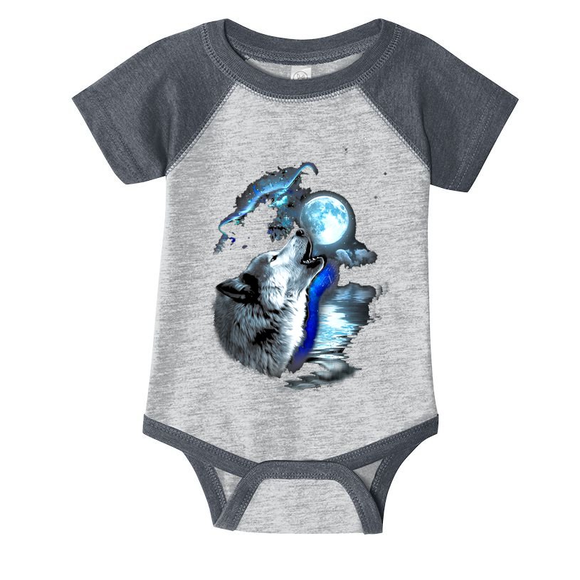 Wolf Moon Lake Wolf Howling Full Moon Wolf Graphics Design Infant Baby Jersey Bodysuit