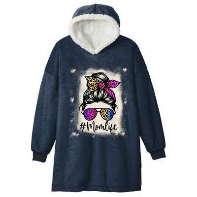 Womens Mom Life Bleached Rainbow Leopard Shirt Mama Mother Hooded Wearable Blanket